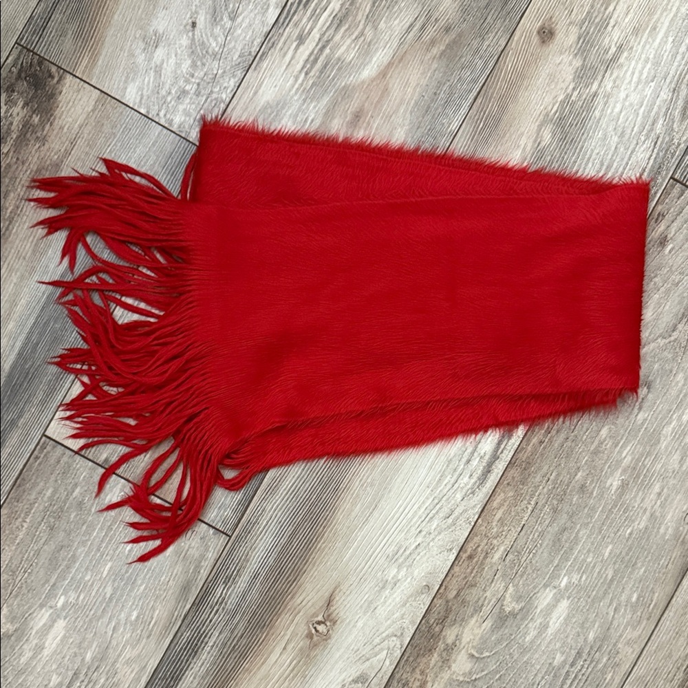 Elegant Red Fringe Scarf